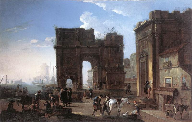 SALUCCI, Alessandro Harbour View with Triumphal Arch g china oil painting image